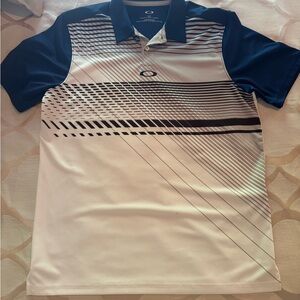 Oakley Blue and White Performance Polo Shirt